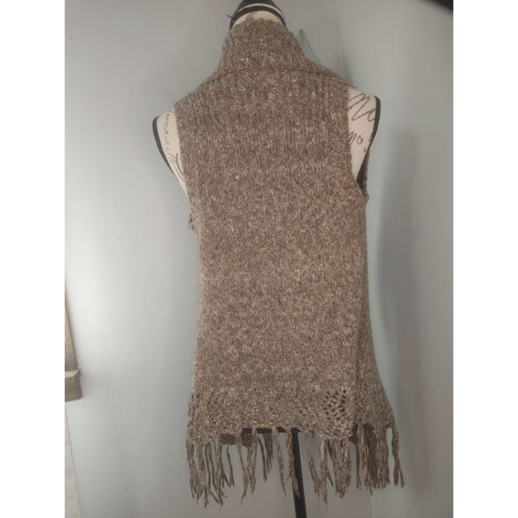 Women's Romeo & Juliet Couture Brown Knit Open Vest w Fringe Size S - Picture 3 of 10